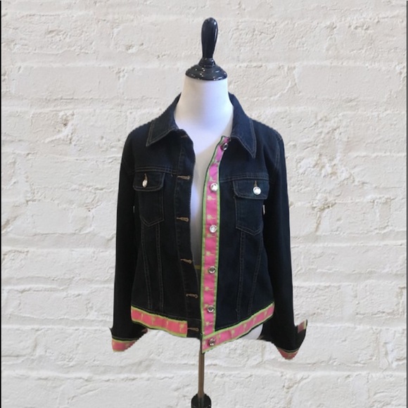 Molly B Denim Preppy Ribbon Trim Jean Jacket Size Medium - Picture 10 of 12